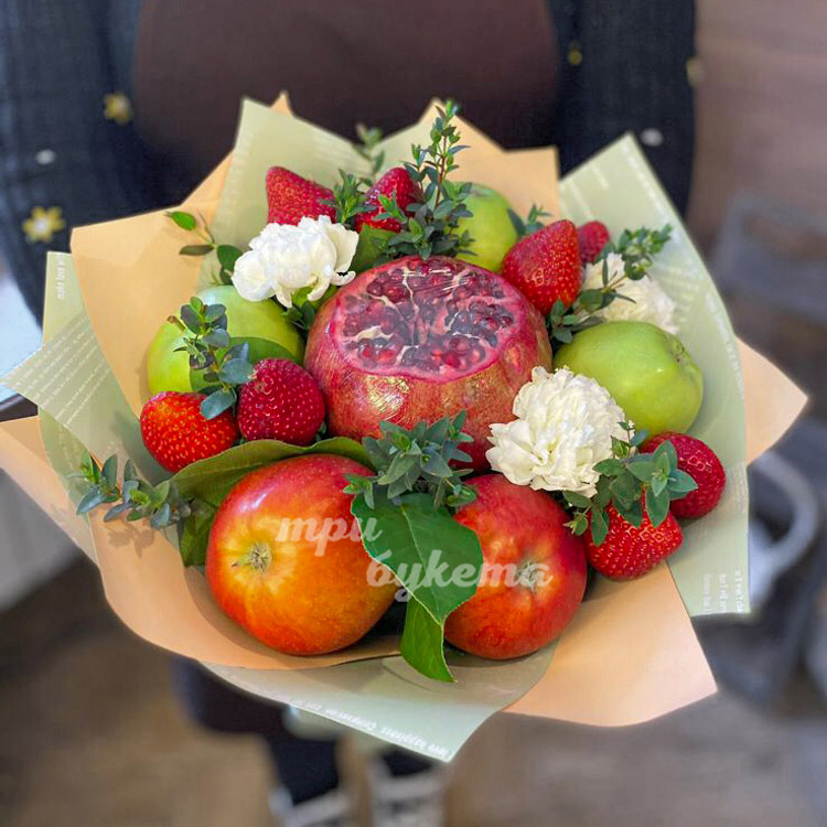 Фруктовый букет из яблок и гвоздик (доп. фото 2)