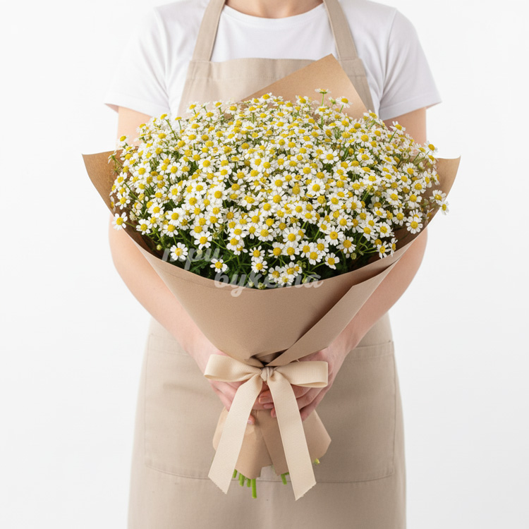 Букет из ромашек в крафте